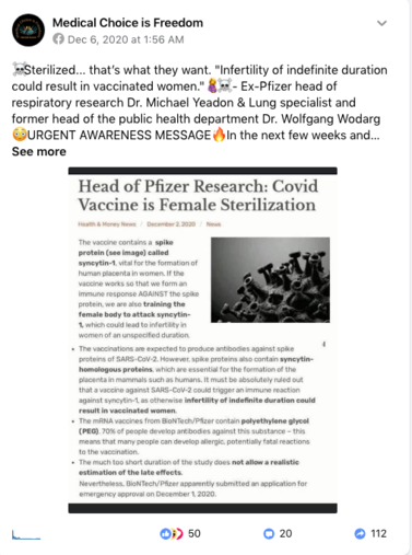 Factcheck: nee, 'researchdirecteur van Pfizer' zegt niet dat coronavaccin vrouwen onvruchtbaar maakt