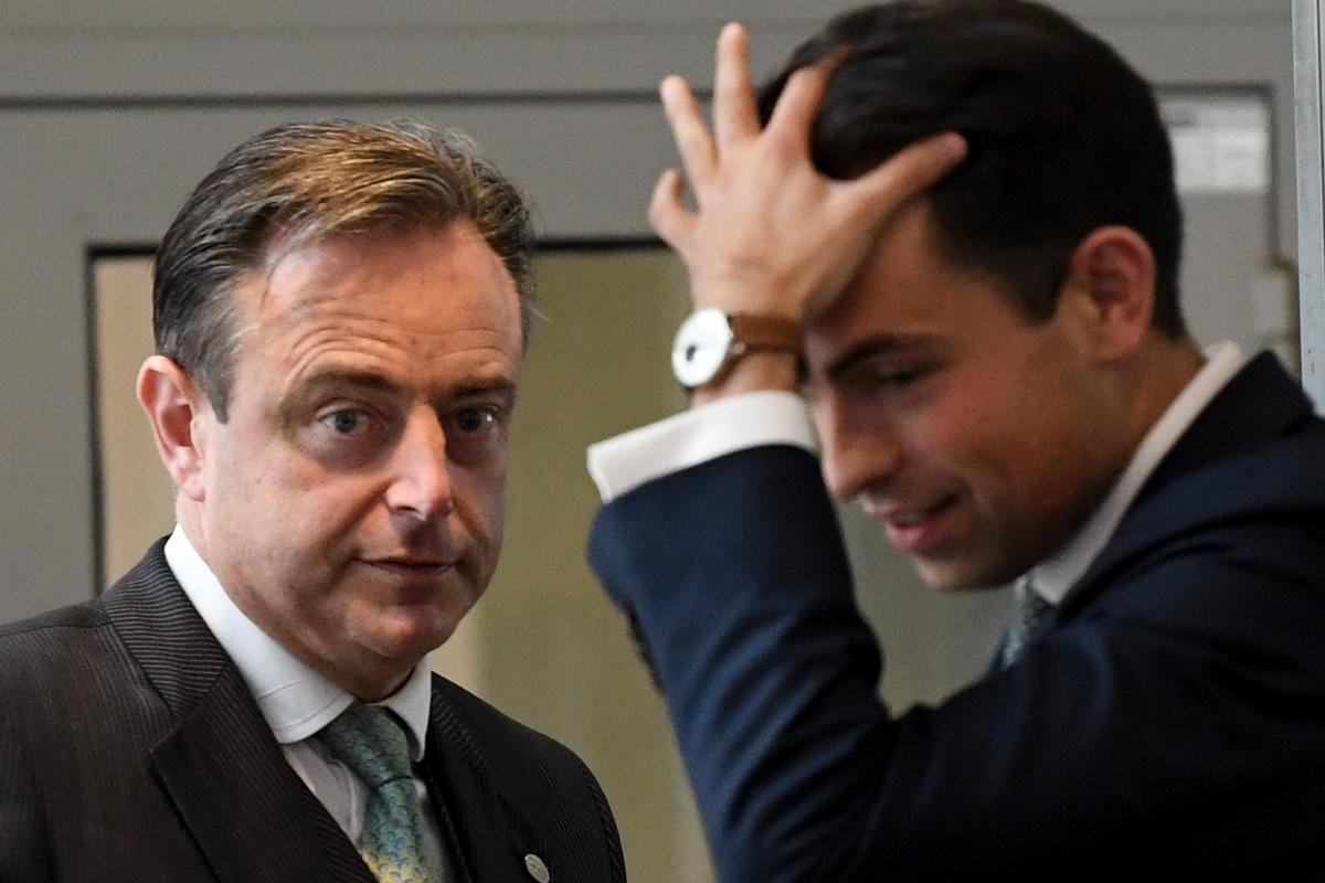 Bart De Wever (N-VA) en Tom Van Grieken (Vlaams Belang) op 29 mei 2019.
