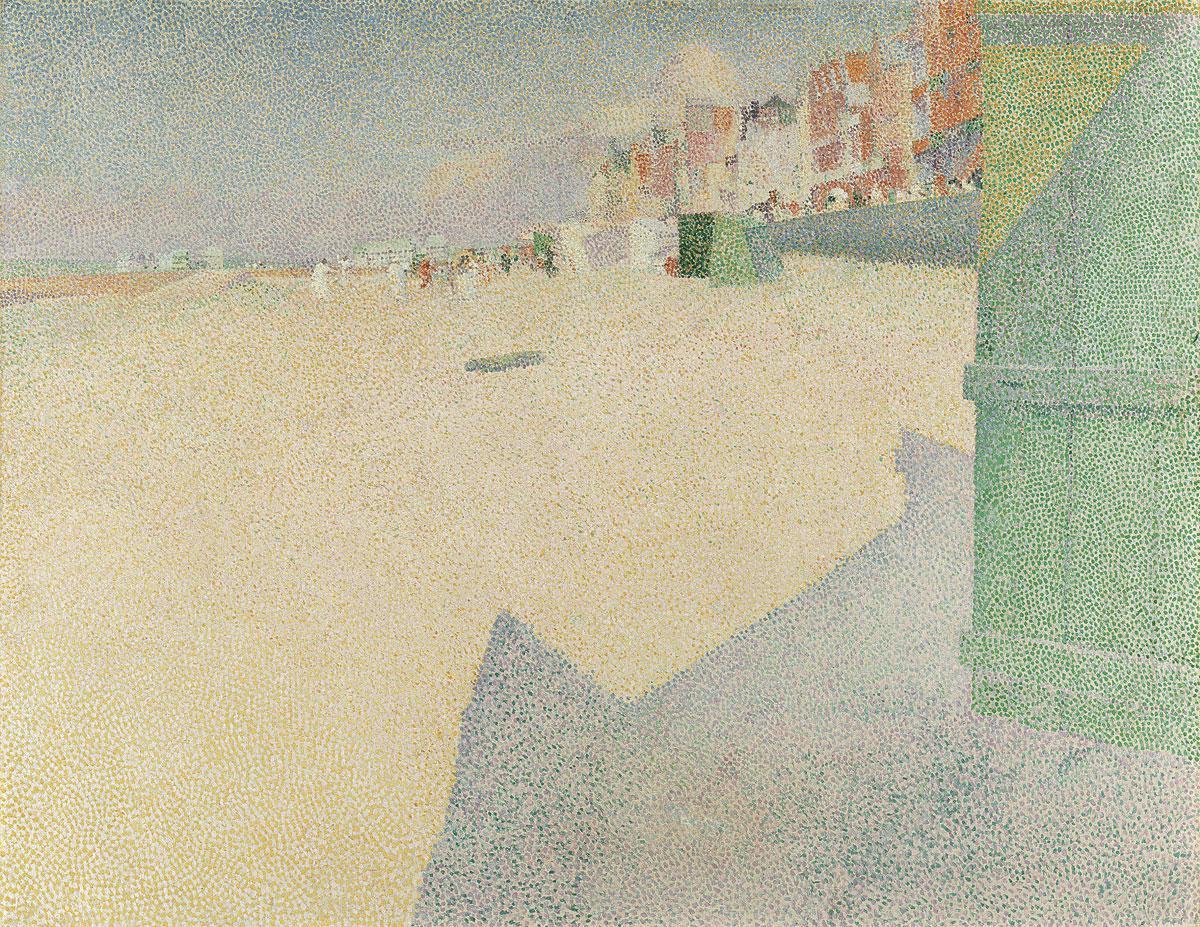 Het strand van Blankenberge met badcabines (1888). Geschilderd kort na de dood van zijn moeder.