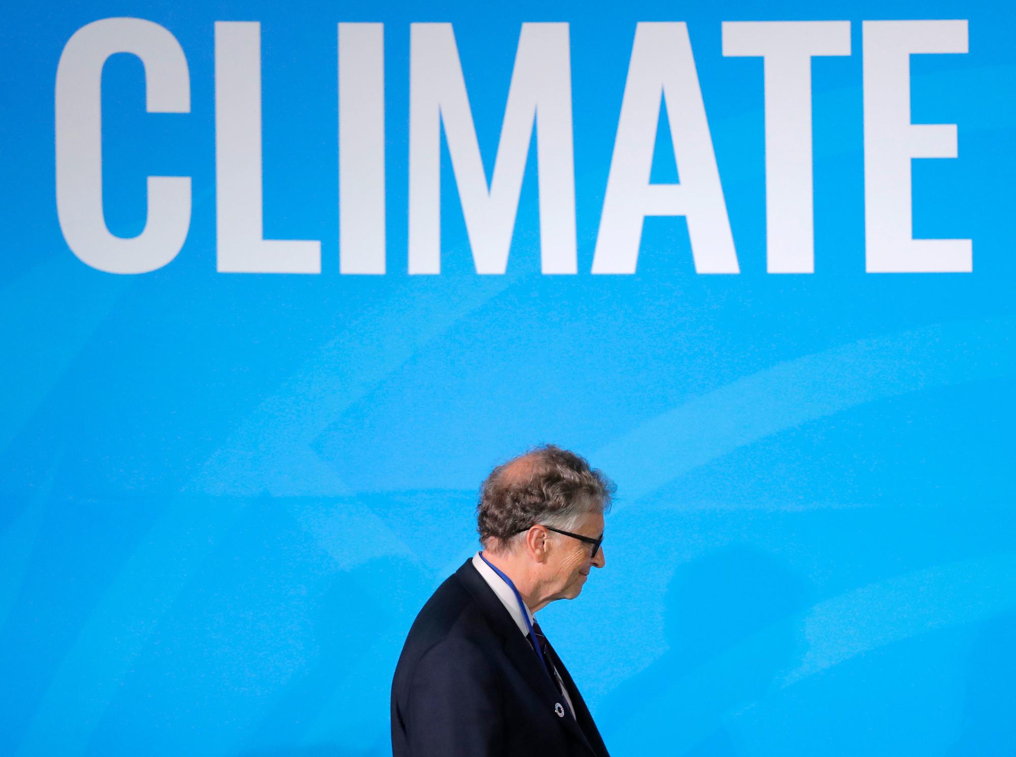 Bill Gates op een VN-klimaattop in New York in 2019