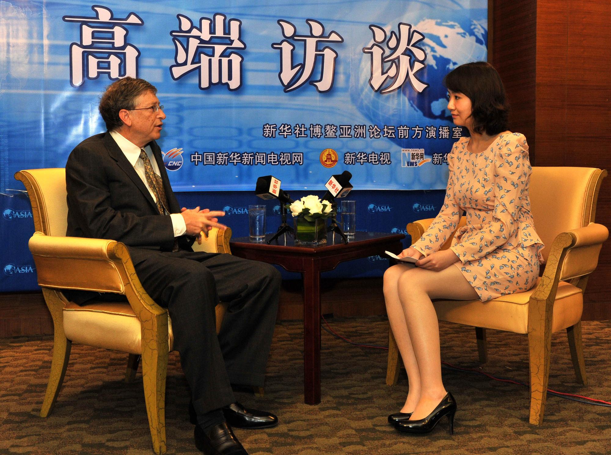 Bill Gates tijdens een interview met Xinhua News in 2013