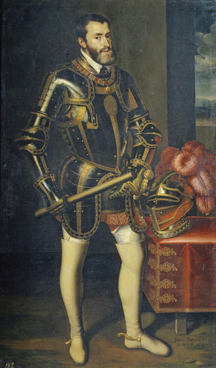 Karel V (1500-1558). 'Hij verbood liedjes en volksdansen op de markten, waarin gespot werd met naburige plaatsen.'