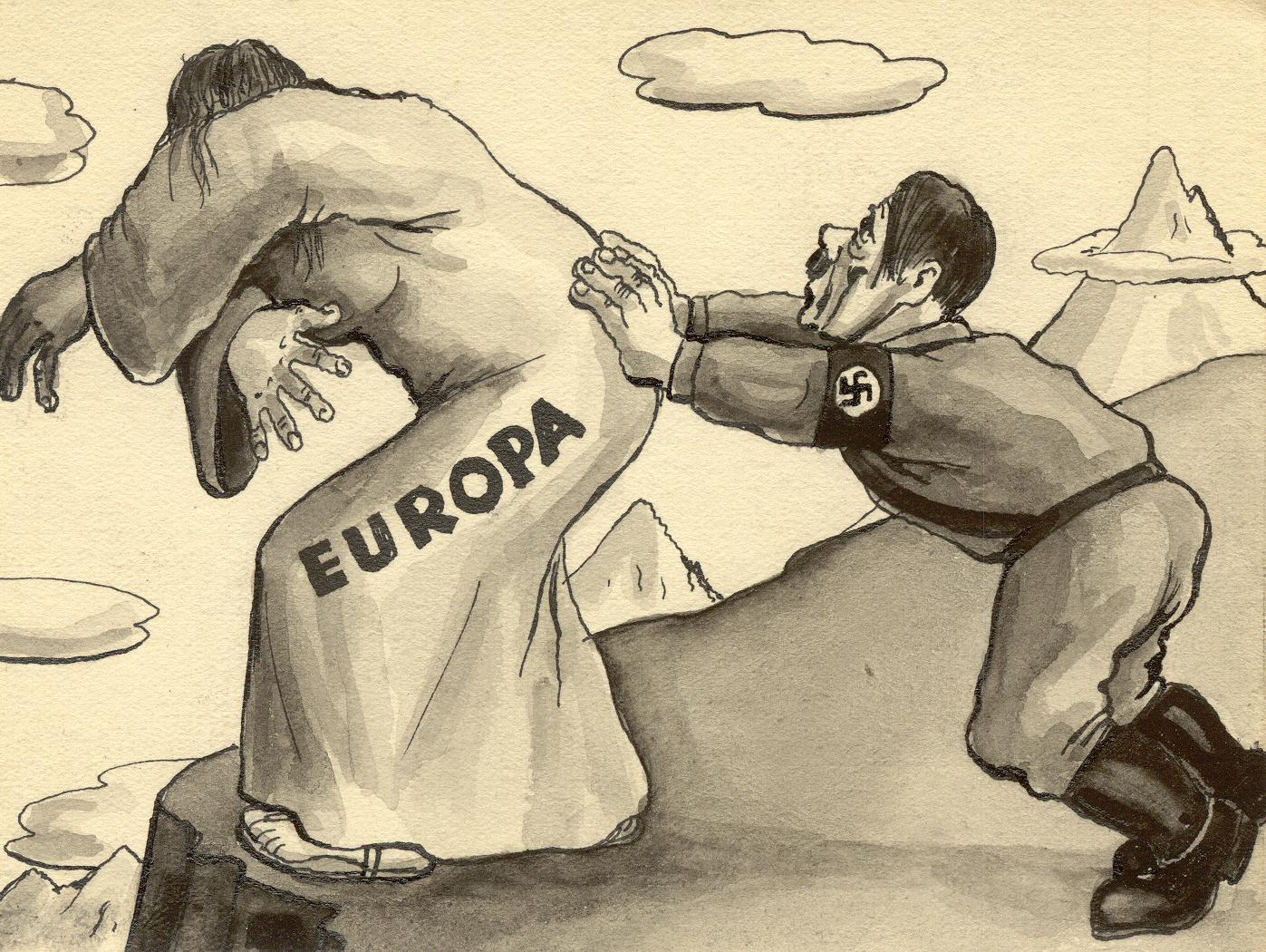 Karikatuur gepubliceerd in de rubriek 'Vandaag' bij een tekst van Gaston Crommen met de titel 'Over persvrijheid en nog wat', 24/11/1938.
