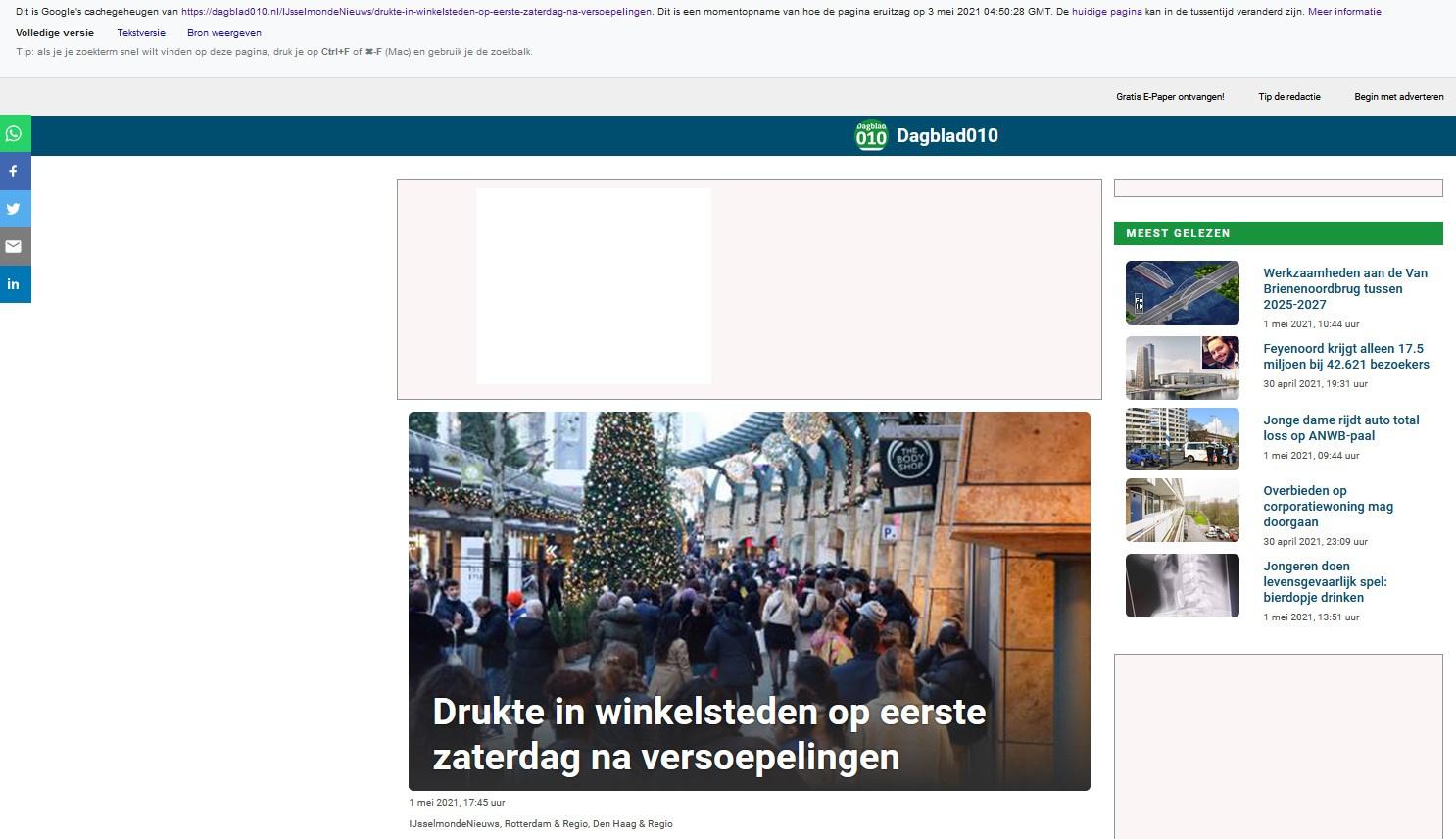 Factcheck: ja, lokale krant plaatste foto met kerstboom bij artikel over drukte op 1 mei