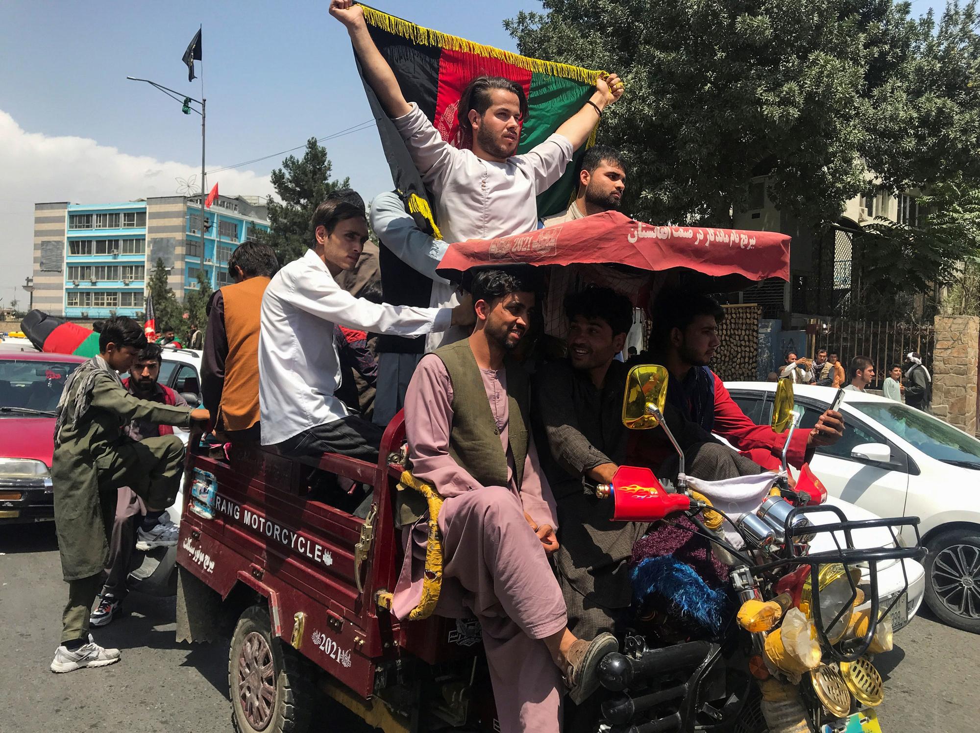 Protest tegen de taliban in Kaboel, op 19 augustus 2021
