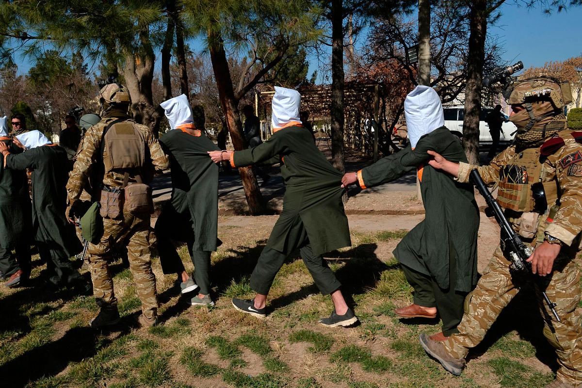 Vermoedelijke Taliban-strijders op 2 februari 2021.