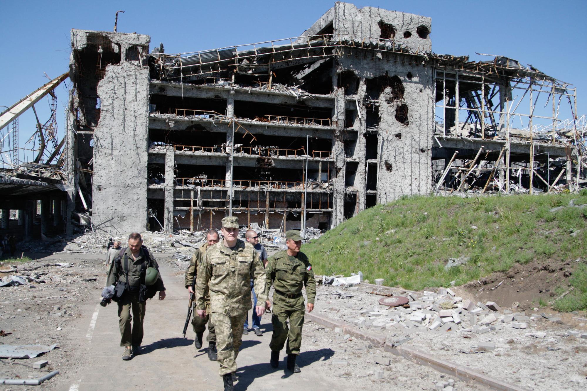 Mei 2015: De Oost-Oekraïense stad Donetsk is zwaar beschadigd door het conflict met Rusland.