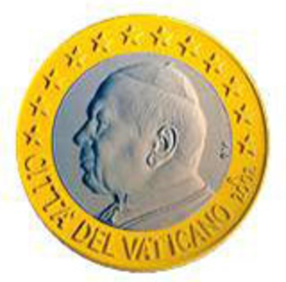 Muntstuk van 1 euro met de beeldenaar van Johannes Paulus II.