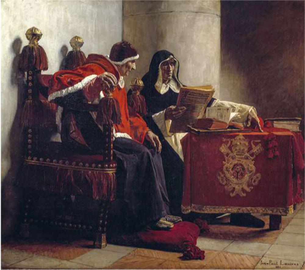 De paus en de inquisiteur, schilderij van Jean-Paul Laurens (1880), met als afgebeelde figuren Sixtus IV en Tomás de Torquemada. Bordeaux, Musée des Beaux-Arts.