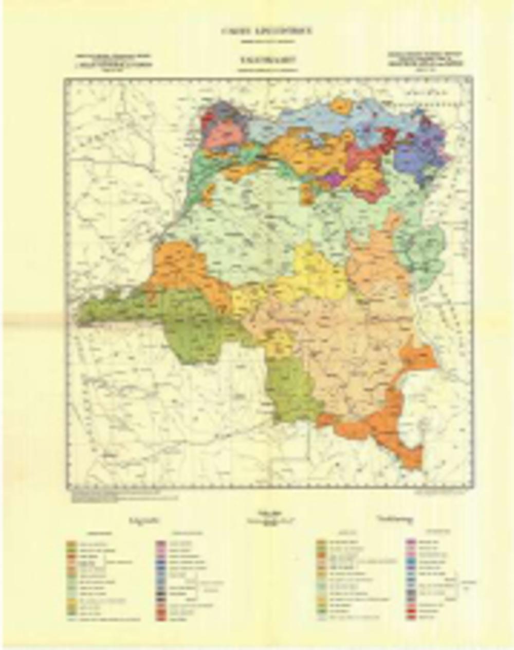 Talen kaart van Belgisch-Congo.