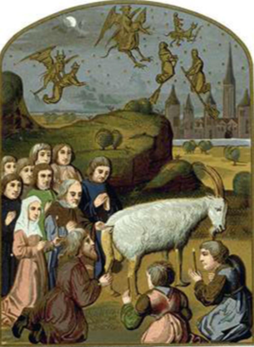 Waldenzen aanbidden de duivel, miniatuur van circa 1500.