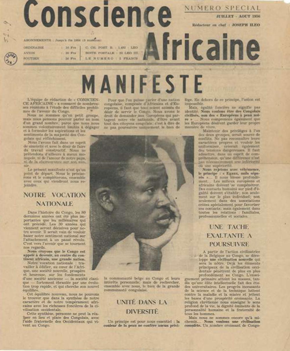 'Manifeste' verscheen in juli 1956 in een speciale uitgave van 'Conscience Africaine'.