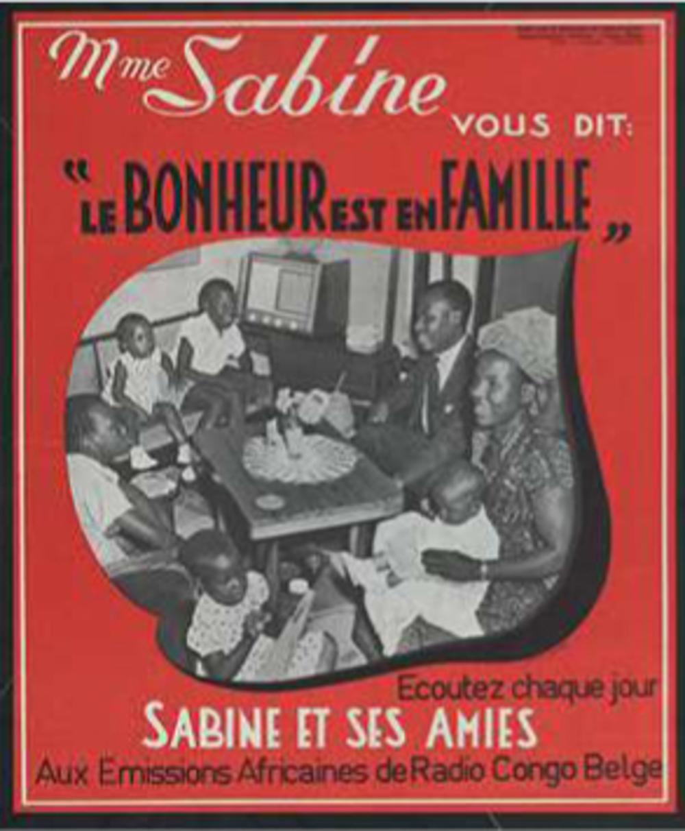 Een gezin van évolués speelt de hoofdrol in een reclamecampagne voor de uitzendingen van Radio Congo Belge.