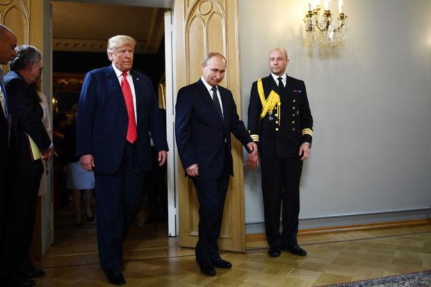 Trump en Poetin in het presidentieel paleis in Helsinki