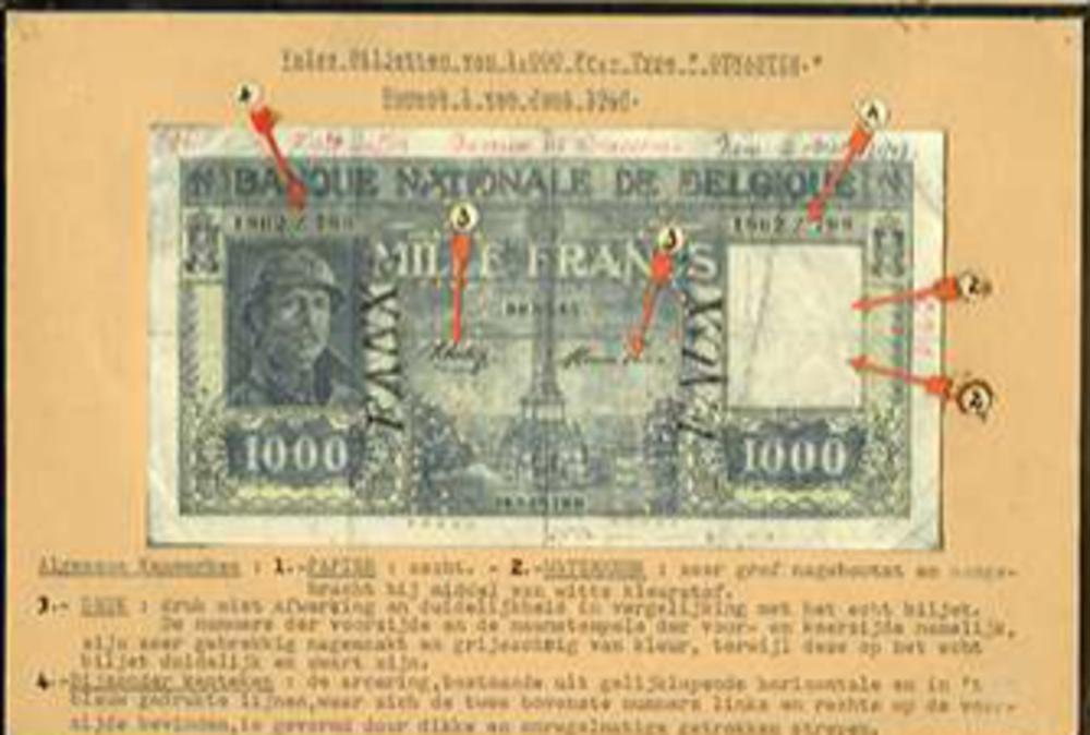 Vals biljet van duizend frank, 1948.