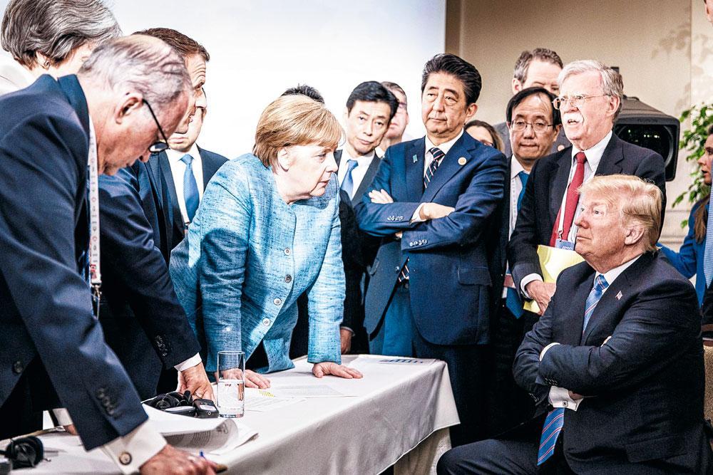 Op de G7-top in Canada (2018). 'Autoriteit uitstralen is voor een vrouw iets wat ze eerst moet leren.'