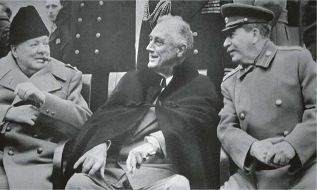 De Grote Drie op de conferentie van Jalta in 1945