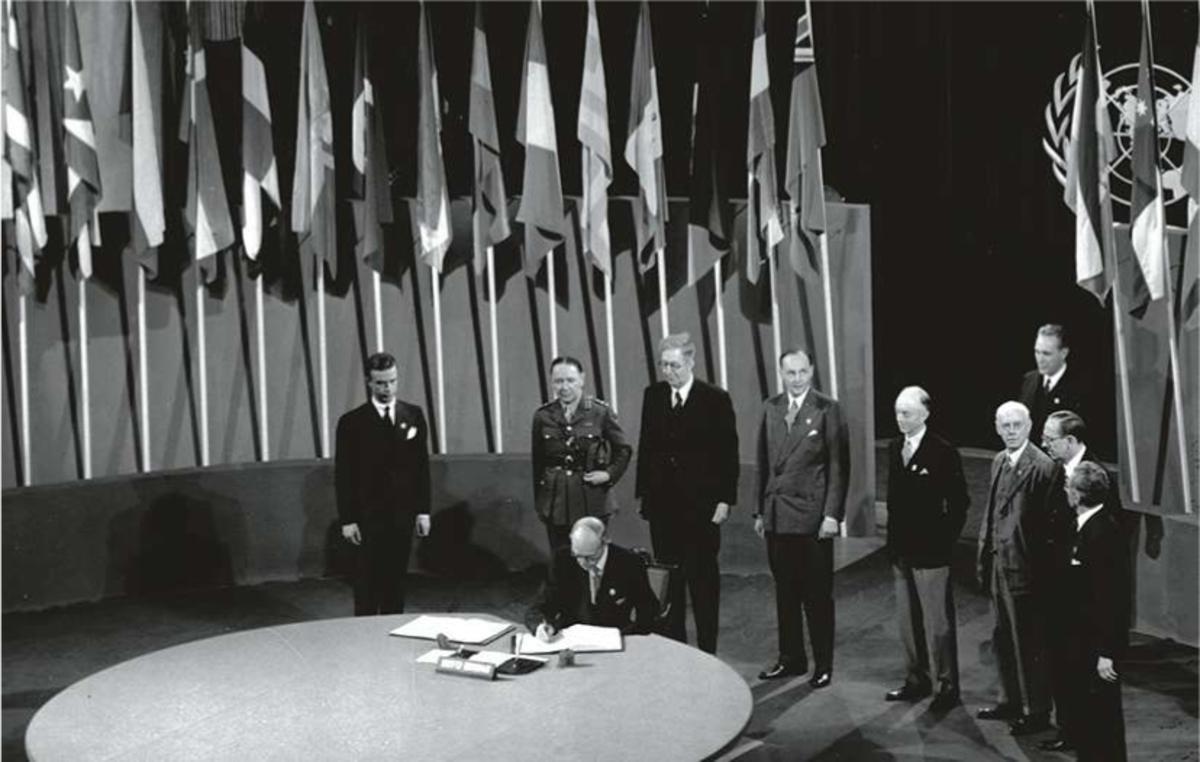 San Francisco, 1945: ondertekening van het Charter van de VN.