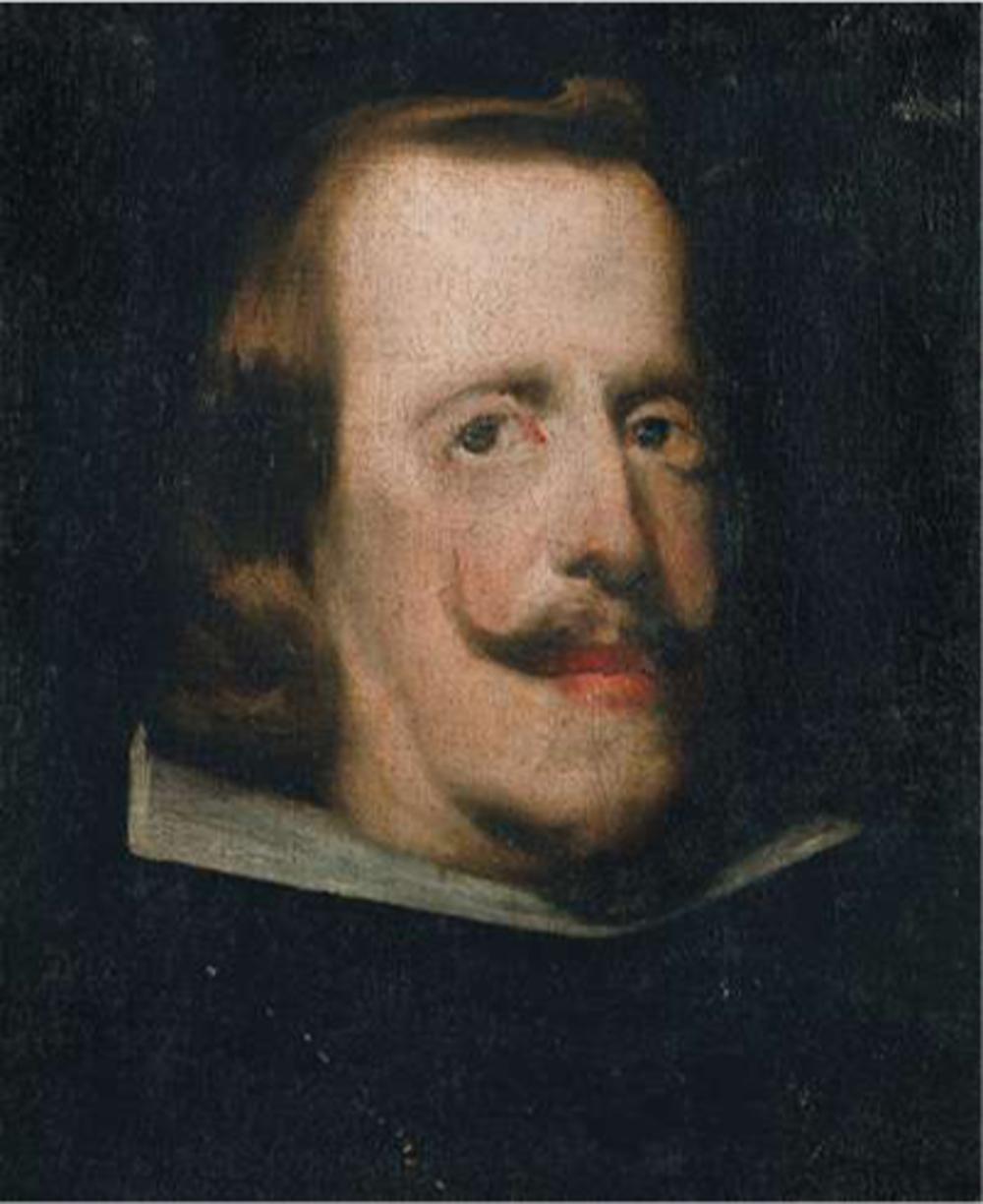 Op dit portret van Diego Vélasquez is al duidelijk te zien dat koning Filips IV de fysieke gevolgen vertoont van de inteelt.