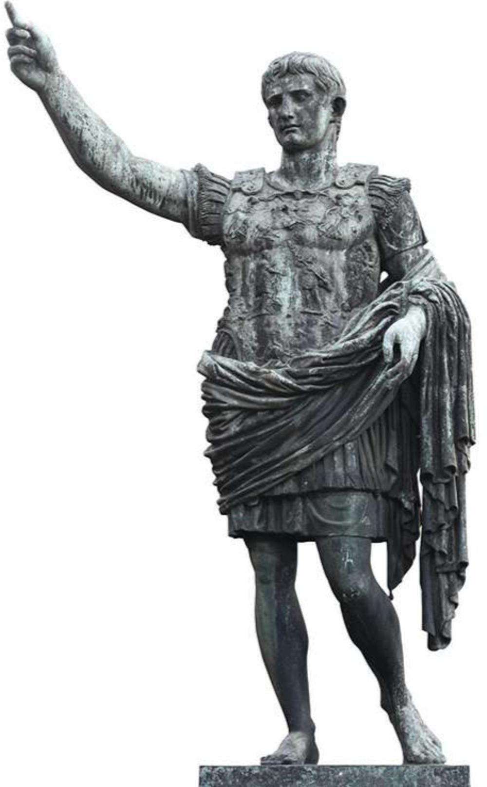 Keizer Augustus, achterneef van Julius Caesar, is de eerste princeps of keizer van het Romeinse rijk.