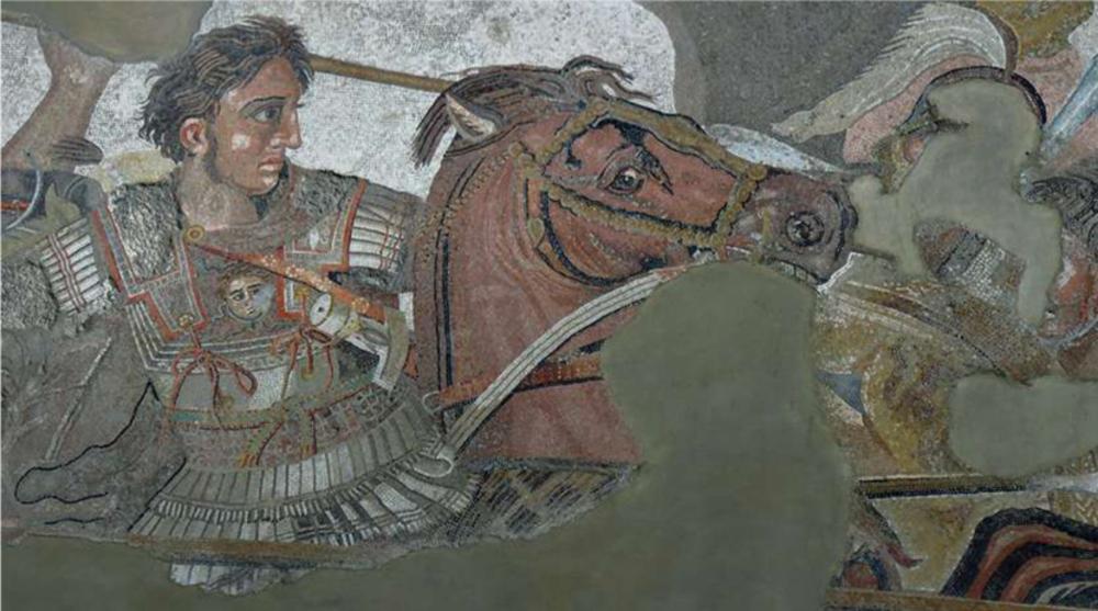 De negatieve eigenschappen van de 'slechte' keizers kan je terugvoeren naar het vijandbeeld rond Alexander de Grote. Dit mozaiek, dat teruggevonden werd in Pompei, laat Alexander de Grote zien in de strijd tegen de Perzische koning Darius.