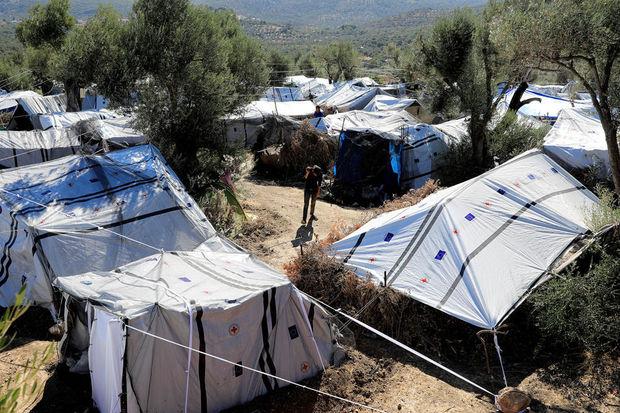 Het vluchtelingenkamp Moria op Lesbos