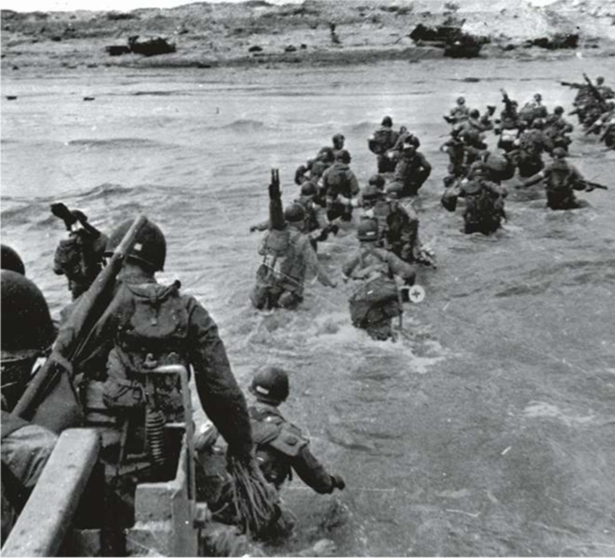 6 juni 1944: Amerikaanse troepen landen op Utah Beach in Normandië op D-day.