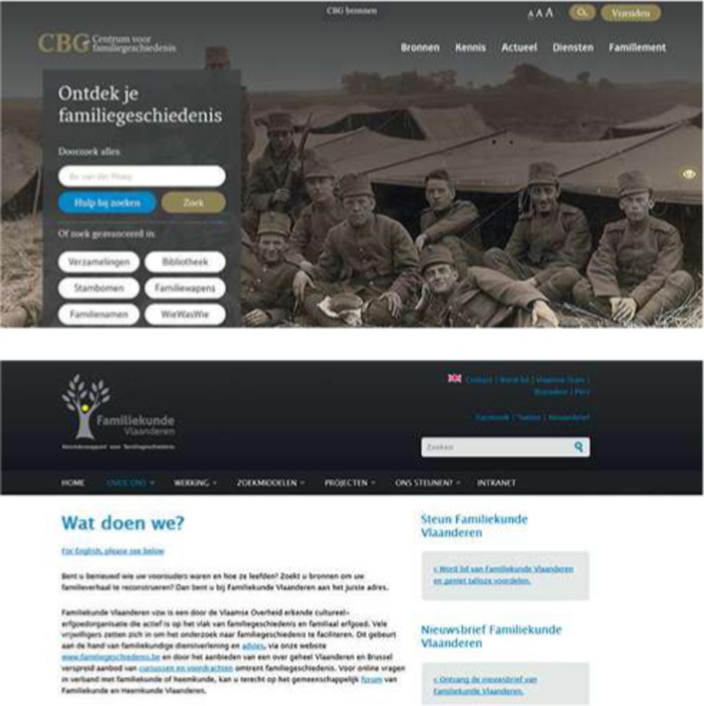 De websites van het CBG en Familiekunde Vlaanderen.