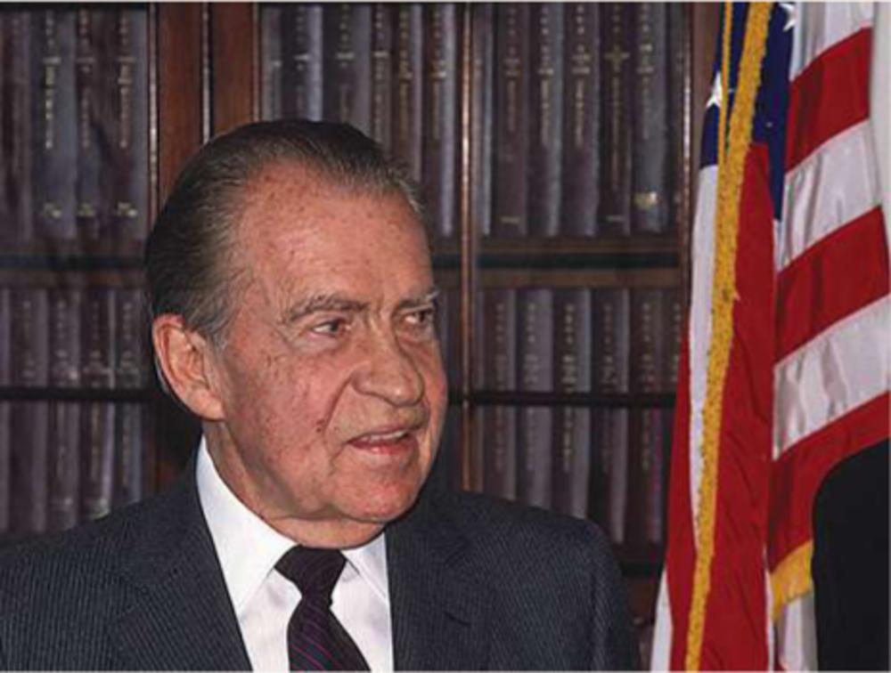 Richard Nixon, Amerikaans president, in Washington in 1990.