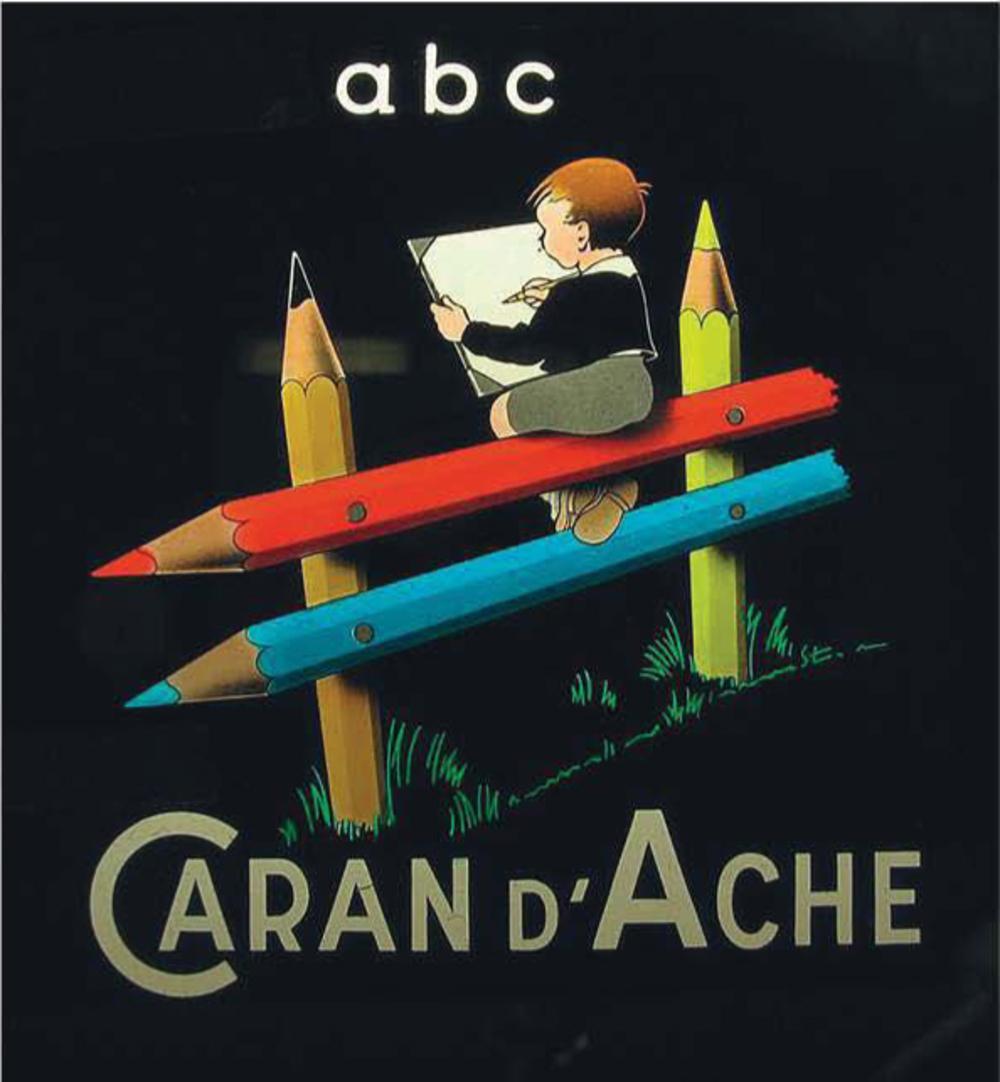 Advertentie voor kleurpotloden van het merk Caran d'Ache, circa 1950.