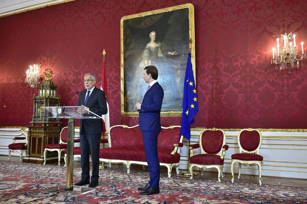 Oostenrijks president Alexander Van Der Bellen en bondskanselier Sebastian Kurz
