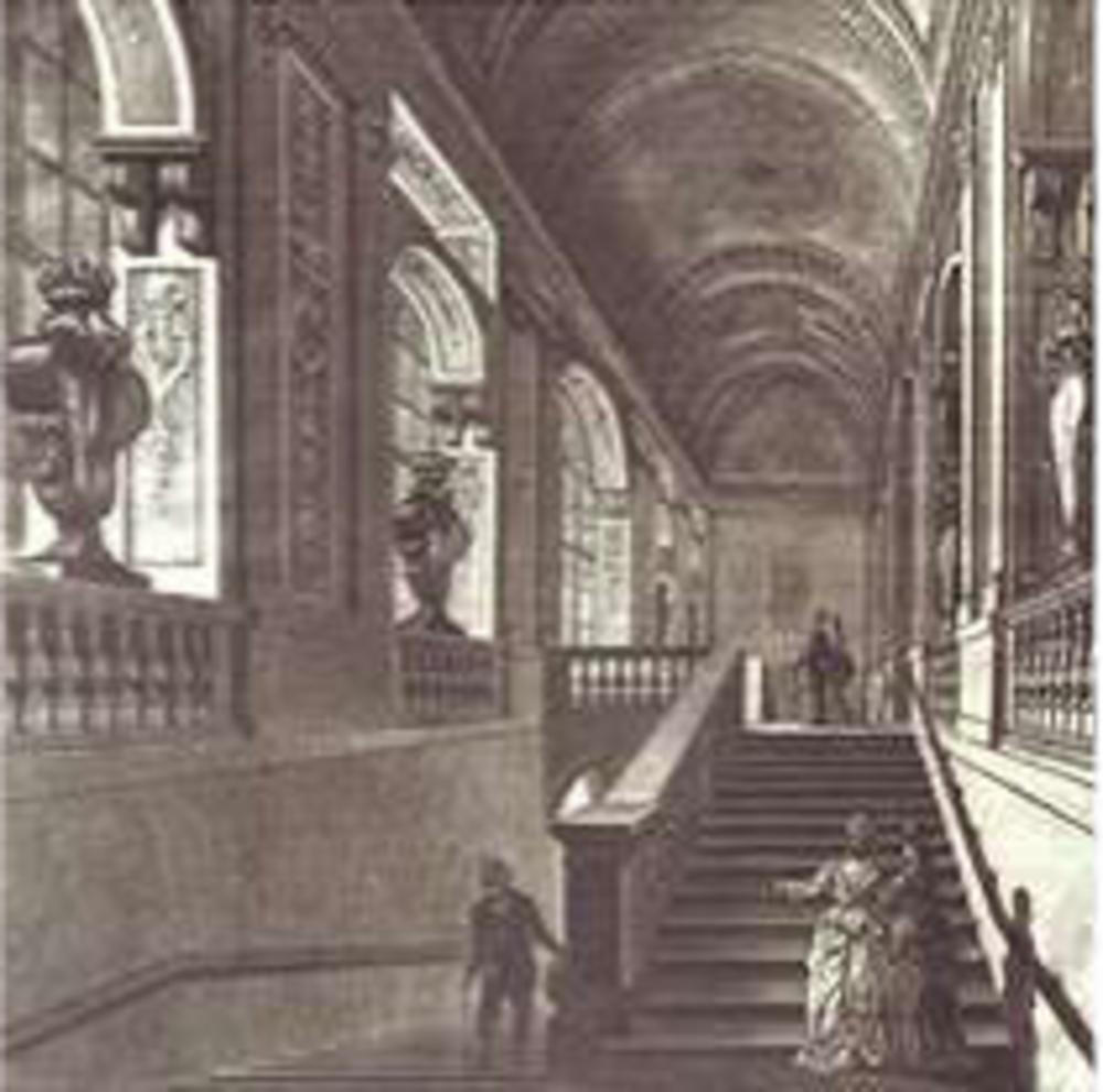 Een getekende impressie van het interieur van de Krasinski-Paleis.