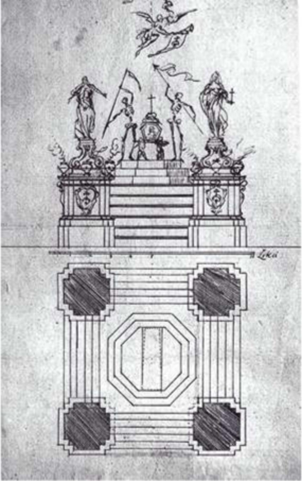 Het ontwerp van Tilman van Gameren voor een grafmonument.