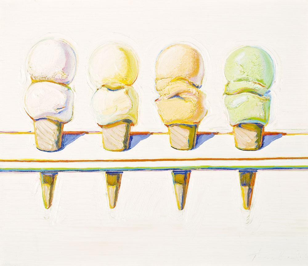 Wayne Thiebaud: Four Ice Cream Cones (1964)