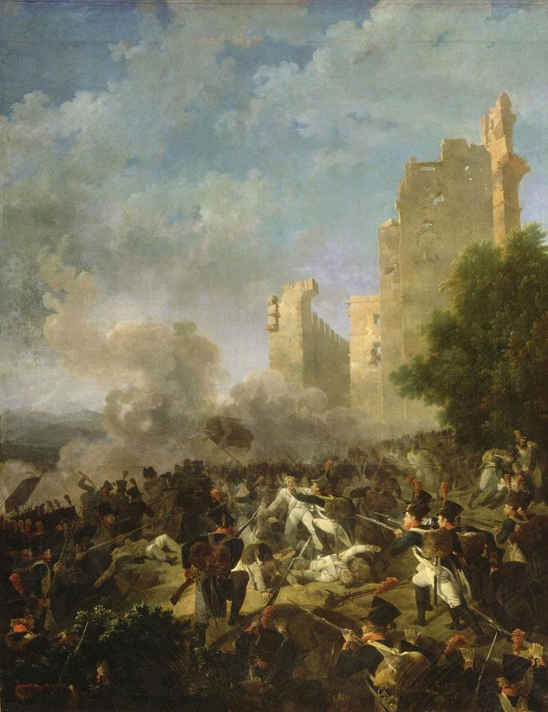 Nicolas-Antoine Taunay, Attaque du château de Cossaria, 13 april 1796, 1796-1797. Zijn overwinningen in Italië en Egypte bezorgden Napoleon ongekende roem en glorie, maar nog geen politieke macht.