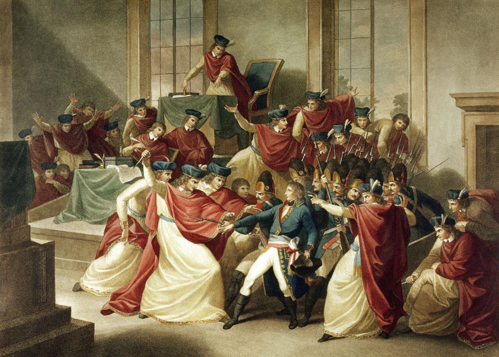De staatsgreep van 9 november 1799. Zonder één druppel bloed te vergieten werd het Directoire - door een Consulaat, met Napoleon als Eerste Consul. De Revolutie was ten einde.