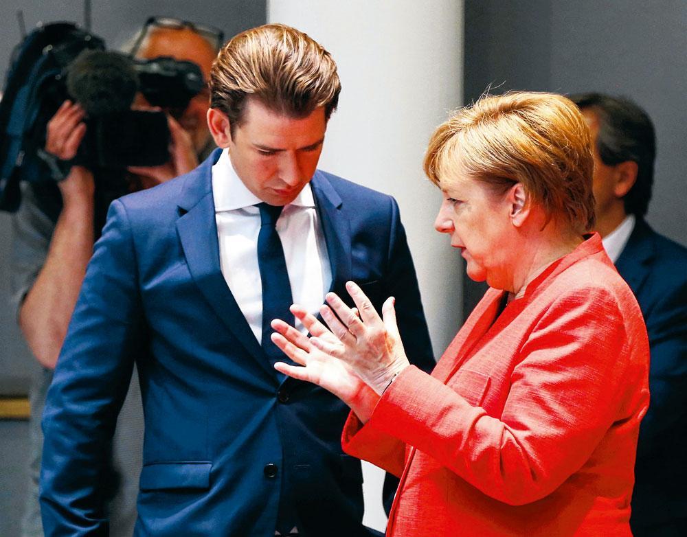 Kurz met Angela Merkel: 'Over de meeste onderwerpen zijn we het grotendeels eens.'