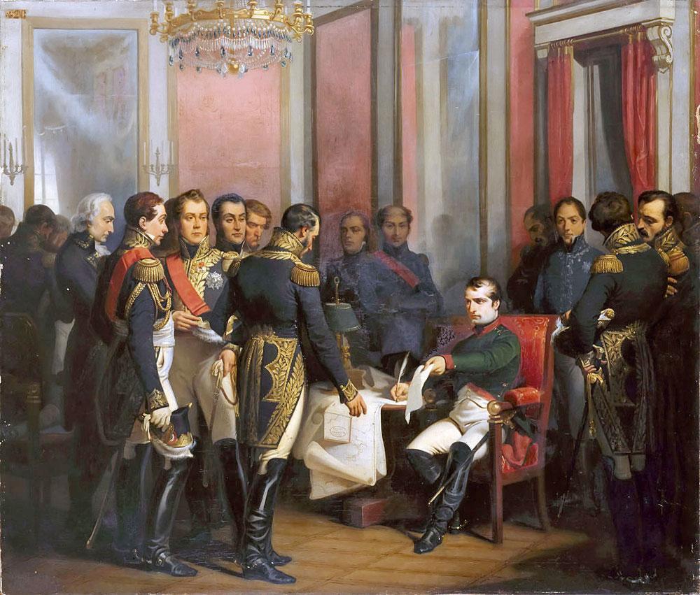 11 april 1814: ondertekening verdrag van Fontainebleau. Napoleon wordt verbannen naar het eiland Elba.