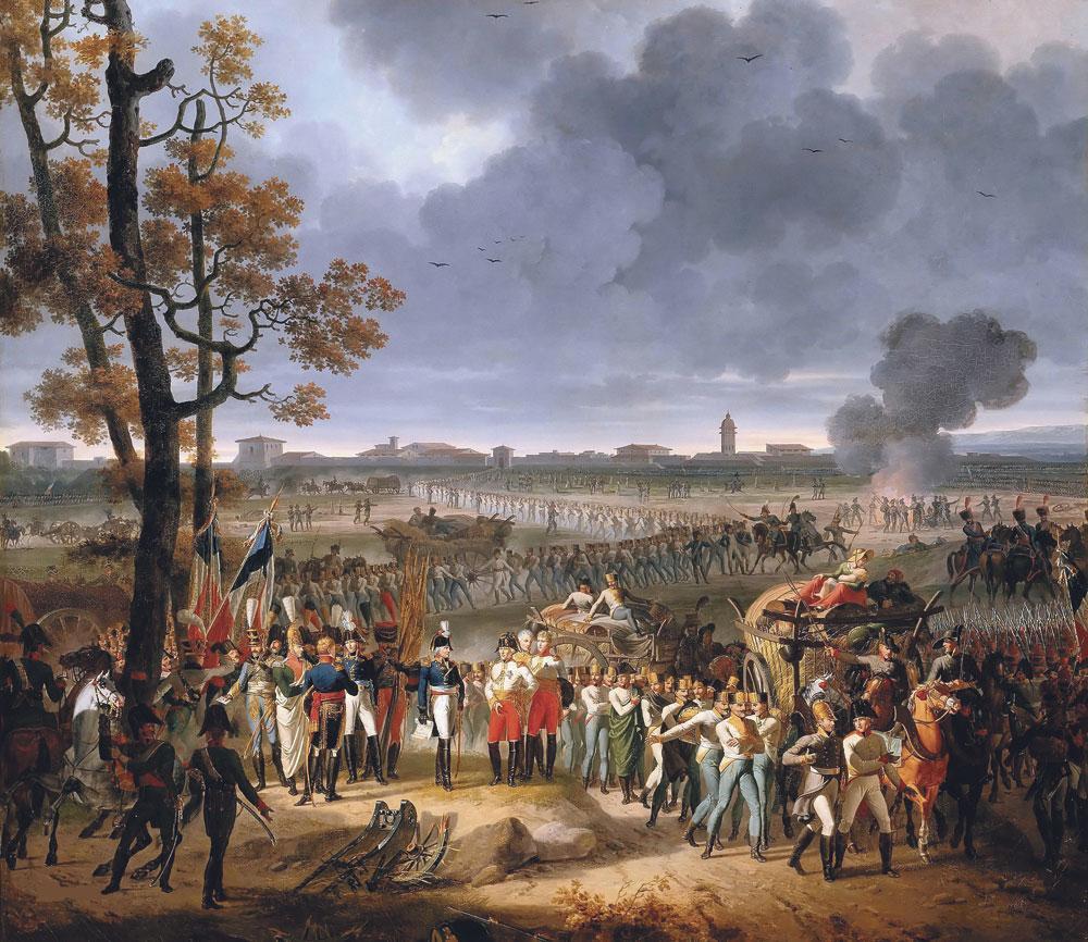 Hippolyte Lecomte, Capitulatie van Mantoua, 2 februari 1797. In Italië kwam Napoleons militaire genie voor het eerst onder de aandacht van Europa. Eén krijgsgevangene noemde zijn manier van oorlogsvoeren 'onverdraaglijk'.