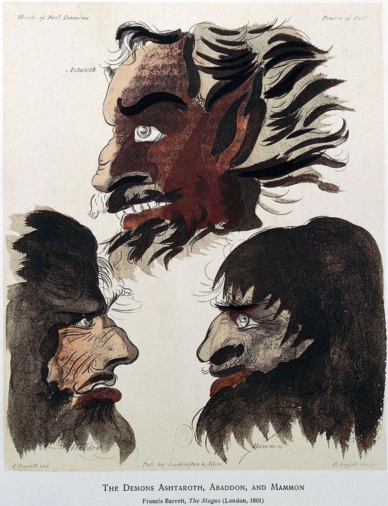 Illustratie uit 1801 van de demonen Ashtaroth, Mammon en Abaddon, met wie Napoleon werd vergeleken. Het was een goed onderhouden traditie in Rusland om de vijand te associëren met de antichrist.