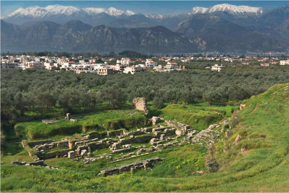 Het landschap rond Sparta.