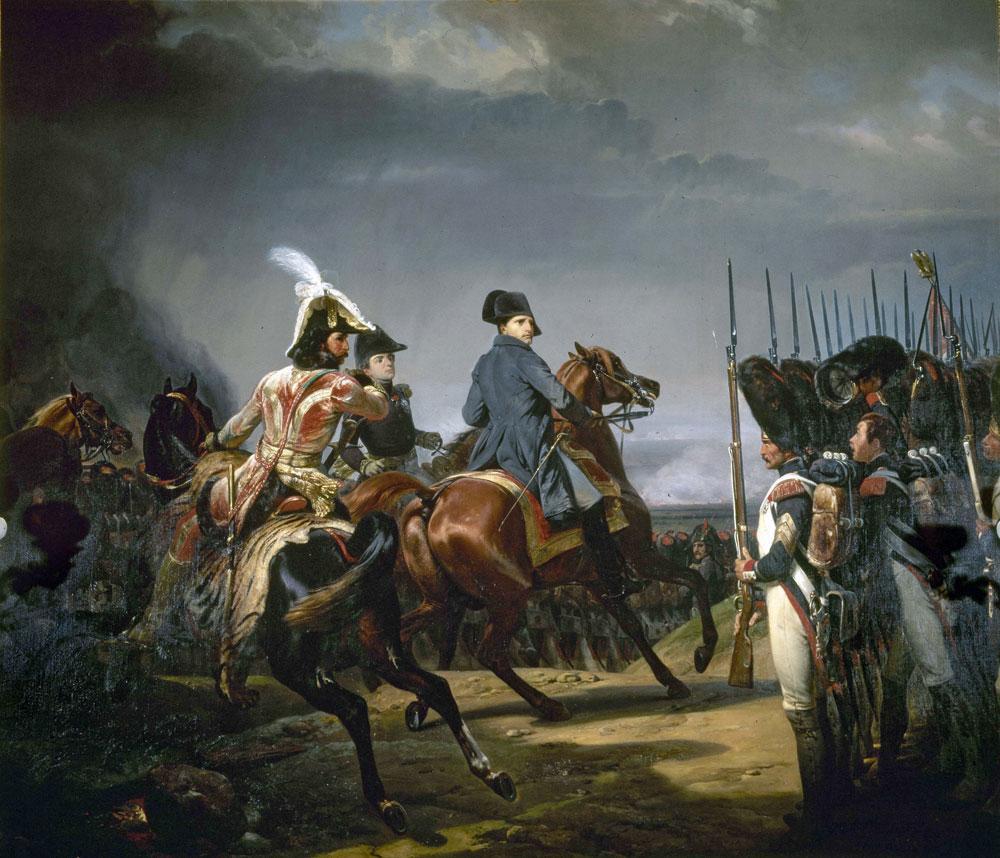 Horace Vernet, de slag bij Jéna, 14 oktober 1806, 1836. Achter Napoleon zie je zijn trouwe militaire stafchef Berthier (1753-1815). Toen hij het nieuws van diens overlijden vernam, viel de keizer flauw.