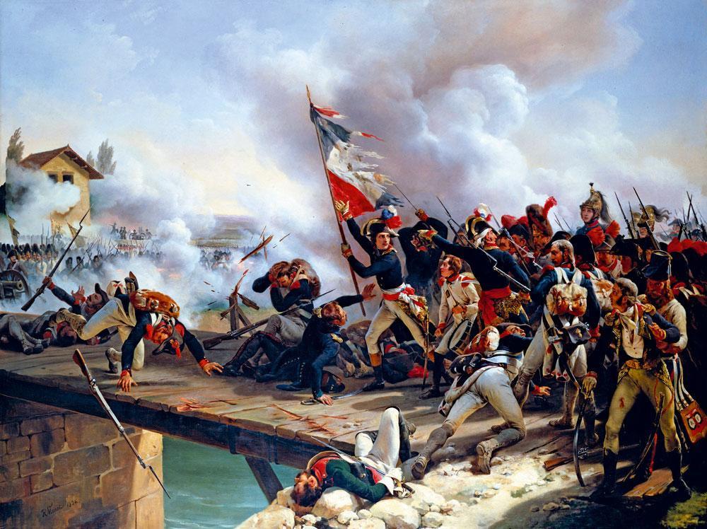 Horace Vernet, De slag aan de brug van Arcole, 1826. In Eeklo zag Bonaparte generaal Belliard terug, met wie hij zes jaar eerder op de brug van Arcole had gestaan.