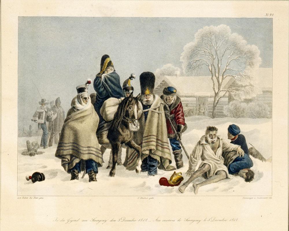 Christian Wilhelm von Faber du Faur, In de buurt van Smarhon op 3 december 1812. Op die dag, kort voor hij de resten van het Franse leger in Rusland achterliet, dicteerde Napoleon zijn befaamde 29ste Bulletin.