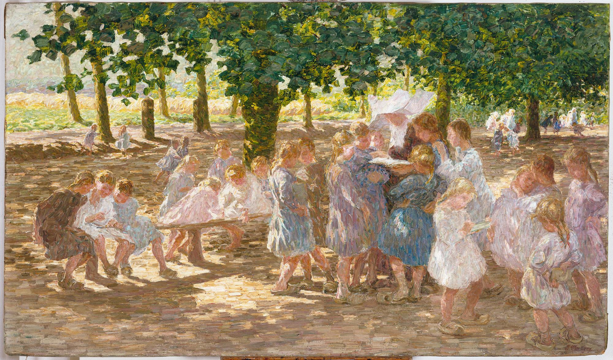 Jenny Montigny, Kinderen op het schoolplein te Deurle (privé-bezit, Courtesy Galerie Oscar De Vos)