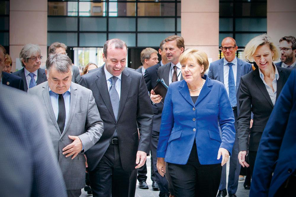 Met bondskanselier Angela Merkel in Straatsburg.