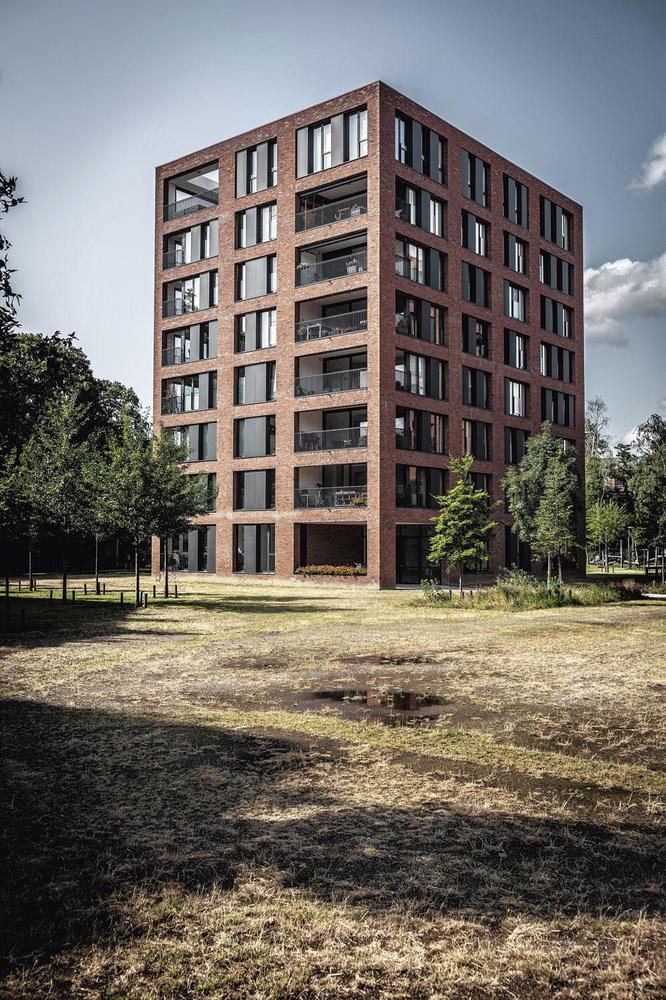 Groen Kwartier in Antwerpen: de sociale woningen liggen in een uithoek van het domein.