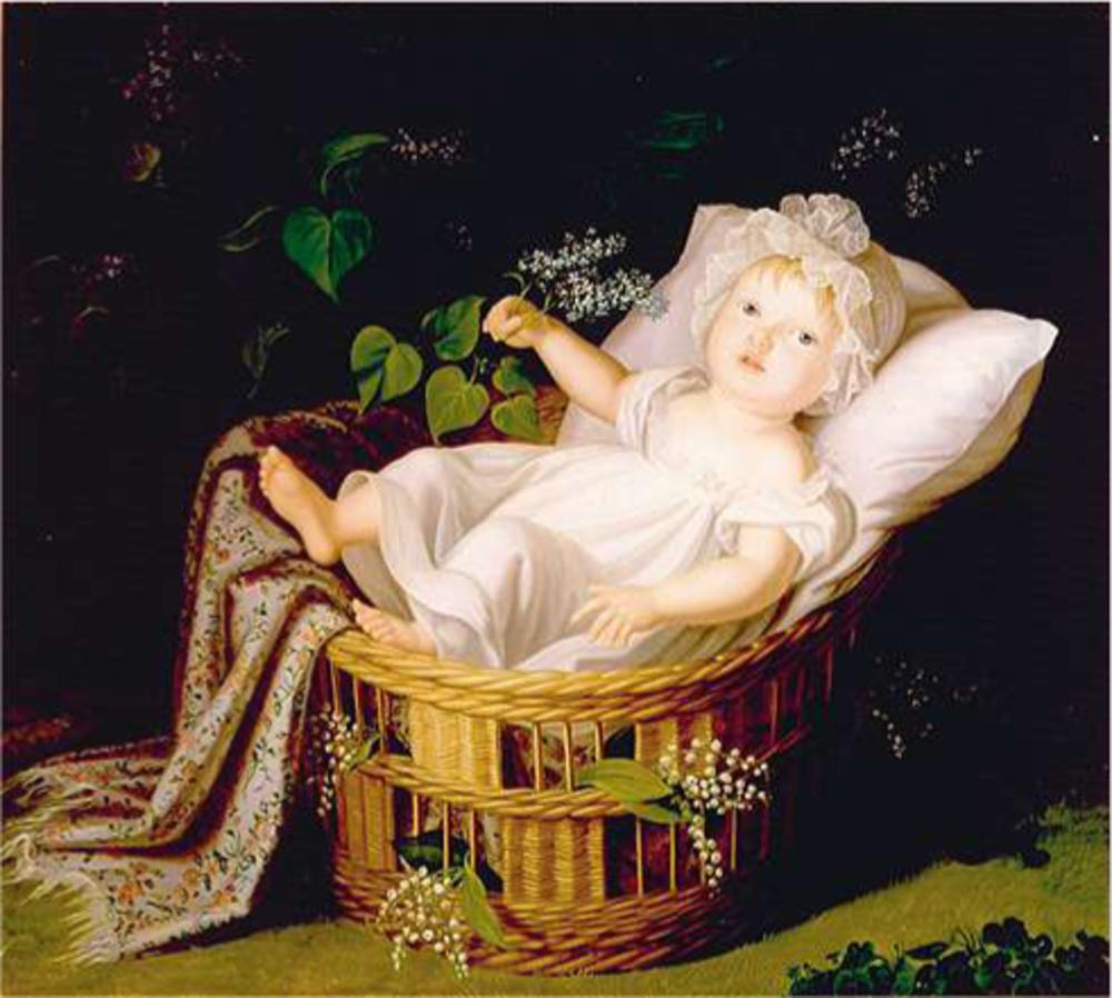 Prinses Marianne als baby, geschilderd door haar moeder, Wilhelmina.