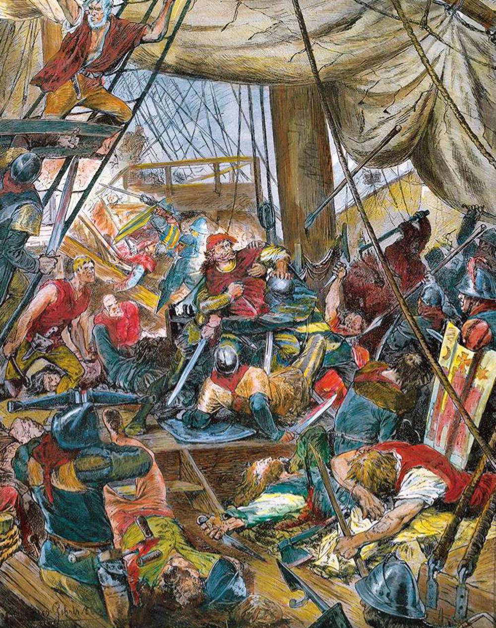 'Ongeveer veertig van hen sloegen ze dood ...' Hamburgers enteren bij Helgoland een piratenschip.