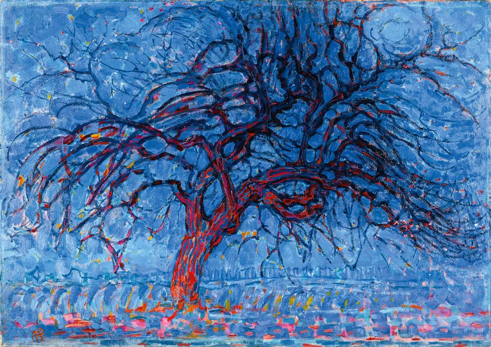 Piet Mondriaan, Avond; De rode boom (1908-1910) De natuur lijkt te gloeien, te stralen door een mythische kracht.